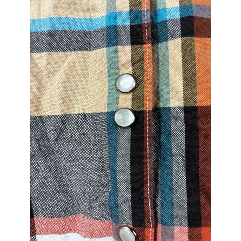 Rockies Pearl Snap Western Shirt Womens L Plaid Cotton Rodeo Cowgirl Vintage - Picture 6 of 7